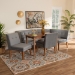 Baxton Studio Stewart Mid-Century Modern Grey Velvet Upholstered and Walnut Brown Finished Wood 5-Piece Dining Set - BSOBBT8062-Grey Velvet/Walnut-5PC Dining Nook Set