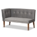 Baxton Studio Stewart Mid-Century Modern Grey Velvet Upholstered and Walnut Brown Finished Wood 5-Piece Dining Set - BSOBBT8062-Grey Velvet/Walnut-5PC Dining Nook Set