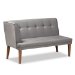 Baxton Studio Stewart Mid-Century Modern Grey Velvet Upholstered and Walnut Brown Finished Wood 2-Piece Dining Nook Banquette Set - BSOBBT8062-Grey Velvet/Walnut-2PC SF Bench