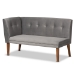 Baxton Studio Stewart Mid-Century Modern Grey Velvet Upholstered and Walnut Brown Finished Wood 2-Piece Dining Nook Banquette Set - BSOBBT8062-Grey Velvet/Walnut-2PC SF Bench