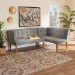 Baxton Studio Stewart Mid-Century Modern Grey Velvet Upholstered and Walnut Brown Finished Wood 2-Piece Dining Nook Banquette Set - BSOBBT8062-Grey Velvet/Walnut-2PC SF Bench