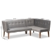 Baxton Studio Stewart Mid-Century Modern Grey Velvet Upholstered and Walnut Brown Finished Wood 2-Piece Dining Nook Banquette Set - BSOBBT8062-Grey Velvet/Walnut-2PC SF Bench