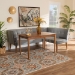 Baxton Studio Stewart Mid-Century Modern Grey Velvet Upholstered and Walnut Brown Finished Wood 3-Piece Dining Nook Set - BSOBBT8062-Grey Velvet/Walnut-3PC Dining Nook Set