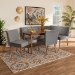 Baxton Studio Alvis Mid-Century Modern Grey Velvet Upholstered and Walnut Brown Finished Wood 5-Piece Dining Nook Set - BSOBBT8063-Grey Velvet/Walnut-5PC Dining Nook Set