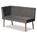 Baxton Studio Alvis Mid-Century Modern Grey Velvet Upholstered and Walnut Brown Finished Wood 5-Piece Dining Nook Set - BSOBBT8063-Grey Velvet/Walnut-5PC Dining Nook Set