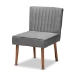 Baxton Studio Alvis Mid-Century Modern Grey Velvet Upholstered and Walnut Brown Finished Wood 5-Piece Dining Nook Set - BSOBBT8063-Grey Velvet/Walnut-5PC Dining Nook Set