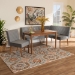 Baxton Studio Alvis Mid-Century Modern Grey Velvet Upholstered and Walnut Brown Finished Wood 4-Piece Dining Nook Set - BSOBBT8063-Grey Velvet/Walnut-4PC Dining Nook Set