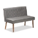 Baxton Studio Alvis Mid-Century Modern Grey Velvet Upholstered and Walnut Brown Finished Wood 4-Piece Dining Nook Set - BSOBBT8063-Grey Velvet/Walnut-4PC Dining Nook Set