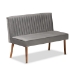 Baxton Studio Alvis Mid-Century Modern Grey Velvet Upholstered and Walnut Brown Finished Wood 2-Piece Dining Nook Banquette Set - BSOBBT8063-Grey Velvet/Walnut-2PC SF Bench