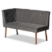 Baxton Studio Alvis Mid-Century Modern Grey Velvet Upholstered and Walnut Brown Finished Wood 2-Piece Dining Nook Banquette Set - BSOBBT8063-Grey Velvet/Walnut-2PC SF Bench