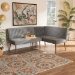 Baxton Studio Alvis Mid-Century Modern Grey Velvet Upholstered and Walnut Brown Finished Wood 2-Piece Dining Nook Banquette Set - BSOBBT8063-Grey Velvet/Walnut-2PC SF Bench