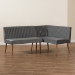 Baxton Studio Alvis Mid-Century Modern Grey Velvet Upholstered and Walnut Brown Finished Wood 2-Piece Dining Nook Banquette Set - BSOBBT8063-Grey Velvet/Walnut-2PC SF Bench