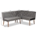 Baxton Studio Alvis Mid-Century Modern Grey Velvet Upholstered and Walnut Brown Finished Wood 2-Piece Dining Nook Banquette Set - BSOBBT8063-Grey Velvet/Walnut-2PC SF Bench