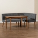 Baxton Studio Alvis Mid-Century Modern Grey Velvet Upholstered and Walnut Brown Finished Wood 3-Piece Dining Nook Set - BSOBBT8063-Grey Velvet/Walnut-3PC Dining Nook Set