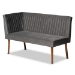 Baxton Studio Alvis Mid-Century Modern Grey Velvet Upholstered and Walnut Brown Finished Wood 3-Piece Dining Nook Set - BSOBBT8063-Grey Velvet/Walnut-3PC Dining Nook Set