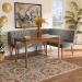 Baxton Studio Alvis Mid-Century Modern Grey Velvet Upholstered and Walnut Brown Finished Wood 3-Piece Dining Nook Set - BSOBBT8063-Grey Velvet/Walnut-3PC Dining Nook Set
