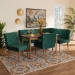 Baxton Studio Alvis Mid-Century Modern Emerald Green Velvet Upholstered and Walnut Brown Finished Wood 5-Piece Dining Nook Set - BSOBBT8063-Emerald Velvet/Walnut-5PC Dining Nook Set