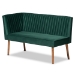 Baxton Studio Alvis Mid-Century Modern Emerald Green Velvet Upholstered and Walnut Brown Finished Wood 5-Piece Dining Nook Set - BSOBBT8063-Emerald Velvet/Walnut-5PC Dining Nook Set