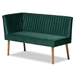 Baxton Studio Alvis Mid-Century Modern Emerald Green Velvet Upholstered and Walnut Brown Finished Wood 5-Piece Dining Nook Set - BSOBBT8063-Emerald Velvet/Walnut-5PC Dining Nook Set