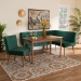 Baxton Studio Alvis Mid-Century Modern Emerald Green Velvet Upholstered and Walnut Brown Finished Wood 4-Piece Dining Nook Set - BSOBBT8063-Emerald Velvet/Walnut-4PC Dining Nook Set