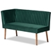 Baxton Studio Alvis Mid-Century Modern Emerald Green Velvet Upholstered and Walnut Brown Finished Wood 4-Piece Dining Nook Set - BSOBBT8063-Emerald Velvet/Walnut-4PC Dining Nook Set