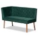 Baxton Studio Alvis Mid-Century Modern Emerald Green Velvet Upholstered and Walnut Brown Finished Wood 2-Piece Dining Nook Banquette Set - BSOBBT8063-Emerald Velvet/Walnut-2PC SF Bench