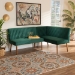 Baxton Studio Alvis Mid-Century Modern Emerald Green Velvet Upholstered and Walnut Brown Finished Wood 2-Piece Dining Nook Banquette Set - BSOBBT8063-Emerald Velvet/Walnut-2PC SF Bench