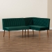 Baxton Studio Alvis Mid-Century Modern Emerald Green Velvet Upholstered and Walnut Brown Finished Wood 2-Piece Dining Nook Banquette Set - BSOBBT8063-Emerald Velvet/Walnut-2PC SF Bench