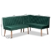 Baxton Studio Alvis Mid-Century Modern Emerald Green Velvet Upholstered and Walnut Brown Finished Wood 2-Piece Dining Nook Banquette Set - BSOBBT8063-Emerald Velvet/Walnut-2PC SF Bench