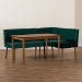 Baxton Studio Alvis Mid-Century Modern Emerald Green Velvet Upholstered and Walnut Brown Finished Wood 3-Piece Dining Nook Set - BSOBBT8063-Emerald Velvet/Walnut-3PC Dining Nook Set