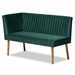 Baxton Studio Alvis Mid-Century Modern Emerald Green Velvet Upholstered and Walnut Brown Finished Wood 3-Piece Dining Nook Set - BSOBBT8063-Emerald Velvet/Walnut-3PC Dining Nook Set