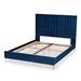 Baxton Studio Serrano Contemporary Glam and Luxe Navy Blue Velvet Fabric Upholstered and Gold Metal King Size Platform Bed - BSOBBT61079.11-Navy Blue Velvet/Gold-King