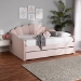 Baxton Studio Timila Modern and Contemporary Light Pink Velvet Fabric Upholstered Queen Size Daybed with Trundle - BSOBBT61047T-Light Pink Velvet-Daybed-Q/T