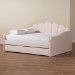 Baxton Studio Timila Modern and Contemporary Light Pink Velvet Fabric Upholstered Queen Size Daybed with Trundle - BSOBBT61047T-Light Pink Velvet-Daybed-Q/T