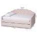 Baxton Studio Timila Modern and Contemporary Light Pink Velvet Fabric Upholstered Queen Size Daybed with Trundle - BSOBBT61047T-Light Pink Velvet-Daybed-Q/T