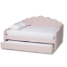 Baxton Studio Timila Modern and Contemporary Light Pink Velvet Fabric Upholstered Queen Size Daybed with Trundle - BSOBBT61047T-Light Pink Velvet-Daybed-Q/T
