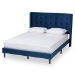 Baxton Studio Gothard Modern and Contemporary Navy Blue Velvet Fabric Upholstered and Dark Brown Finished Wood King Size Platform Bed