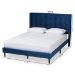 Baxton Studio Gothard Modern and Contemporary Navy Blue Velvet Fabric Upholstered and Dark Brown Finished Wood King Size Platform Bed - BSODV20811-Navy Blue Velvet-King