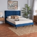 Baxton Studio Gothard Modern and Contemporary Navy Blue Velvet Fabric Upholstered and Dark Brown Finished Wood King Size Platform Bed - BSODV20811-Navy Blue Velvet-King