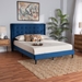 Baxton Studio Gothard Modern and Contemporary Navy Blue Velvet Fabric Upholstered and Dark Brown Finished Wood Queen Size Platform Bed - BSODV20811-Navy Blue Velvet-Queen