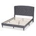 Baxton Studio Joanna Modern and Contemporay Grey Velvet Fabric Upholstered and Dark Brown Finished Wood Queen Size Platform Bed - BSODV20812-Grey Velvet-Queen