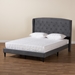 Baxton Studio Joanna Modern and Contemporay Grey Velvet Fabric Upholstered and Dark Brown Finished Wood King Size Platform Bed - BSODV20812-Grey Velvet-King