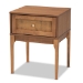Baxton Studio Ramiel Mid-Century Modern Ash Walnut Finished Wood and Rattan 1-Drawer Nightstand