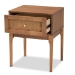 Baxton Studio Ramiel Mid-Century Modern Ash Walnut Finished Wood and Rattan 1-Drawer Nightstand - BSOMG9005-Ash Walnut/Rattan-NS