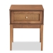 Baxton Studio Ramiel Mid-Century Modern Ash Walnut Finished Wood and Rattan 1-Drawer Nightstand - BSOMG9005-Ash Walnut/Rattan-NS