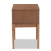 Baxton Studio Ramiel Mid-Century Modern Ash Walnut Finished Wood and Rattan 1-Drawer Nightstand - BSOMG9005-Ash Walnut/Rattan-NS