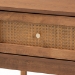 Baxton Studio Ramiel Mid-Century Modern Ash Walnut Finished Wood and Rattan 1-Drawer Nightstand - BSOMG9005-Ash Walnut/Rattan-NS