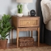Baxton Studio Ramiel Mid-Century Modern Ash Walnut Finished Wood and Rattan 1-Drawer Nightstand - BSOMG9005-Ash Walnut/Rattan-NS
