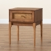Baxton Studio Ramiel Mid-Century Modern Ash Walnut Finished Wood and Rattan 1-Drawer Nightstand - BSOMG9005-Ash Walnut/Rattan-NS