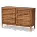 Baxton Studio Ramiel Mid-Century Modern Ash Walnut Finished Wood and Rattan 6-Drawer Dresser - BSOMG9005-Ash Walnut/Rattan-6DW-Dresser
